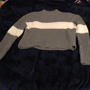 Knit grey and white sweater